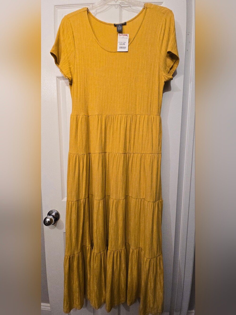 Mustard Yellow Short Sleeve Dress with pockets